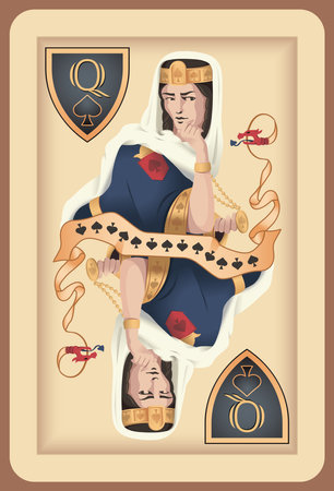 Classic playing card queen spades.のイラスト素材