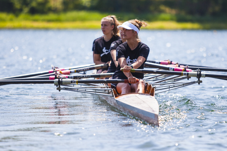 Belgrade, Serbia - May 2, 2018; Athletes on a Serbian Cup Rowing Competition rowingのeditorial素材