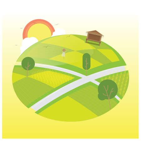flat earth illustrationのイラスト素材