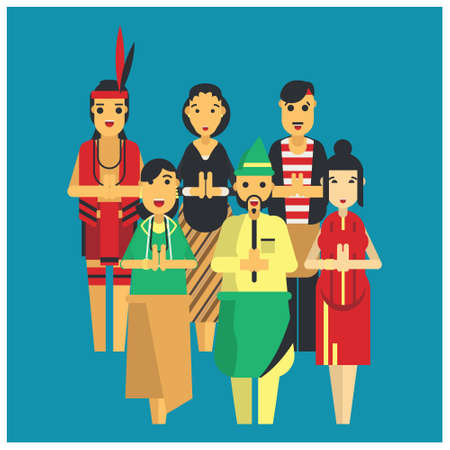 Indonesian Culture flat illustrationのイラスト素材