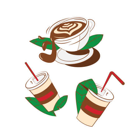 Cup of coffee icon set vector illustrationのイラスト素材