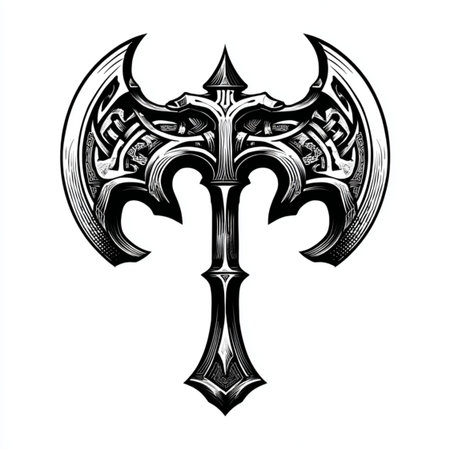 Cross of the Celtic alphabet on a white background. Vector illustration.