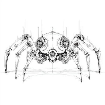 sketch of a robot on a white background, vector illustration