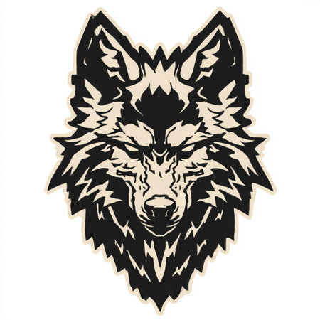 Wolf head tattoo. Vector illustration. Isolated on white background.