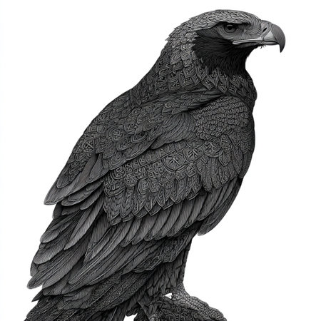 3D digital render of a black and white eagle isolated on white backgroundの写真素材