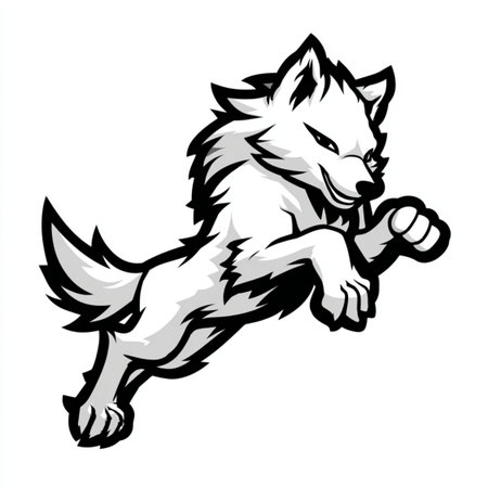 Illustration of a wolf head mascot isolated on white background done in retro style.