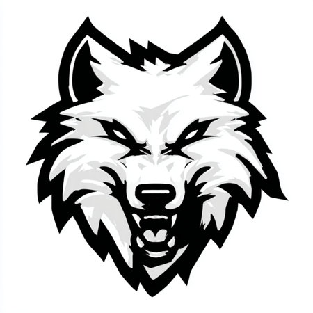 Wolf head isolated on the white background. Vector illustration for your design.