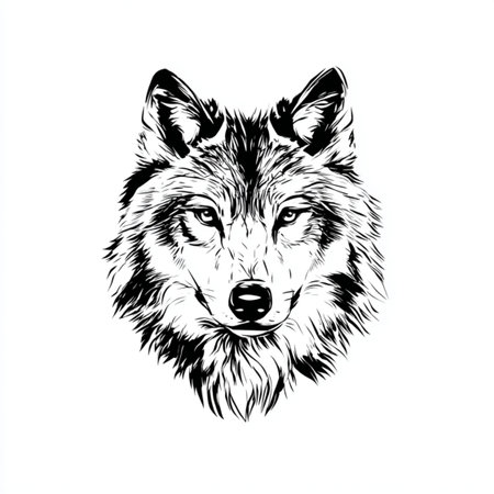 Wolf head vector illustration. Hand drawn wild animal portrait isolated on white background
