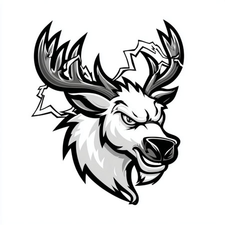 Deer head mascot. Mascot template for sport team. Vector illustration.の写真素材