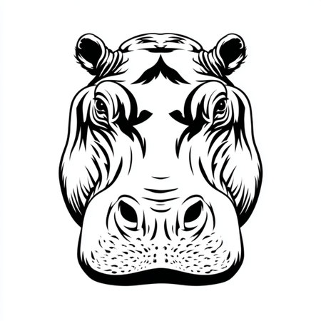 Hippo head isolated on white background. Vector illustration for your designの写真素材