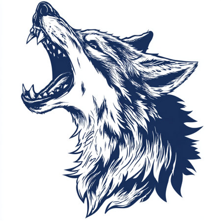 Wolf head on white background. Vector illustration for tattoo or t-shirt design.