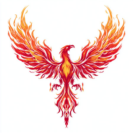 Illustration of a fire eagle. Tattoo idea. Vector illustration.