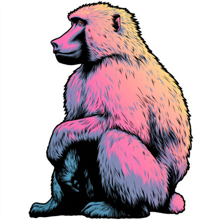 Baboon on a white background. Vector illustration for your design