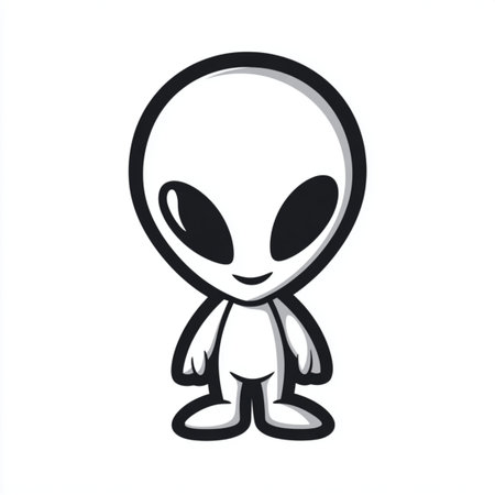 Alien on white background. Vector illustration. Isolated on white background.