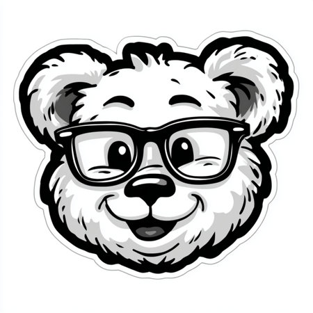 Vector image of a cute cartoon koala with glasses on a white backgroundの写真素材