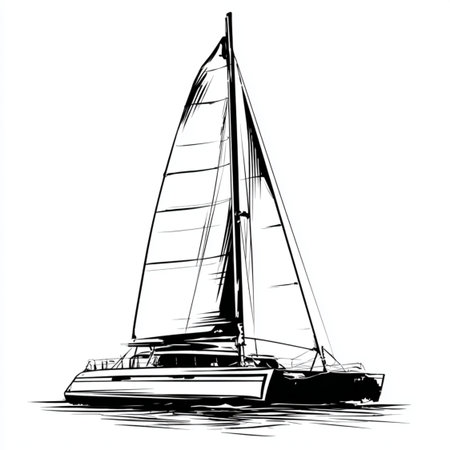 Sailing yacht. Vector illustration of a sailboat on a white background.の写真素材