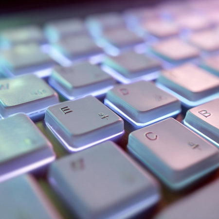 Keyboard of a laptop close-up with shallow depth of field