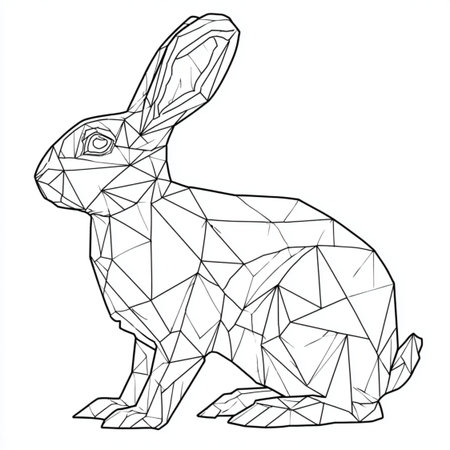 Polygonal rabbit on a white background. Vector illustration for your designの写真素材
