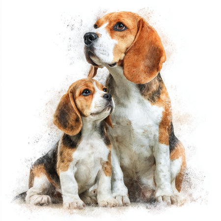 Koala mother and her baby on a tree isolated on white backgroundの写真素材