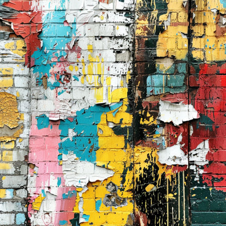 Old grunge brick wall with peeling paint. Abstract background for design.