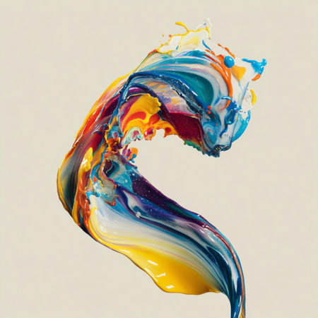 Colorful paint splashing isolated on white background. 3d rendering