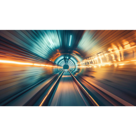 Abstract image of a subway tunnel with motion blur and white space for text