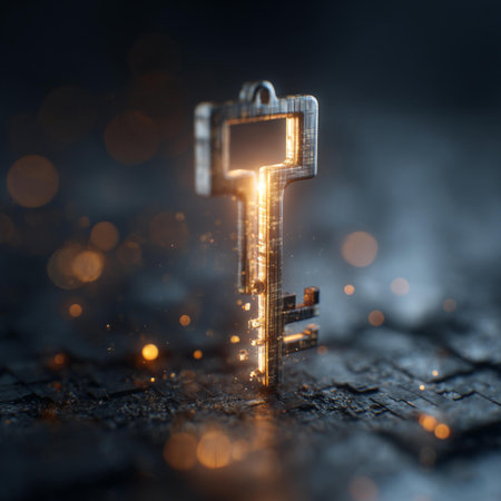 Key on a wooden background. 3D illustration. Vintage style.
