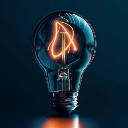 Incandescent light bulb on a dark background. 3d rendering