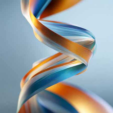 Colorful curved ribbons on a blue background. 3d rendering