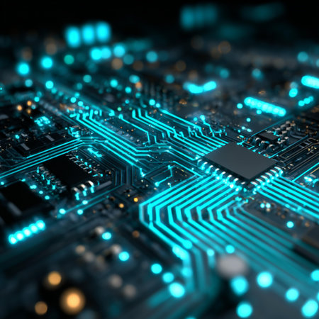 Circuit board close-up. Technology background. 3d rendering