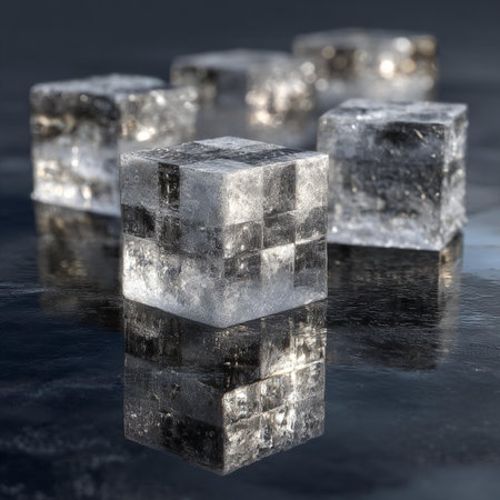 Ice cubes on black background. 3d render. Ice cube.