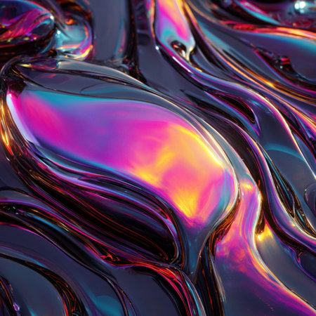 abstract background of the multicolored wavy surface of liquid