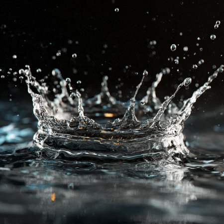 splashes of water on a black background. close-up.