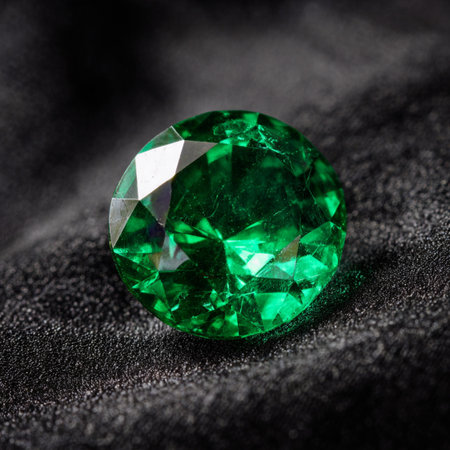 Green sapphire on a black background close-up macro photography