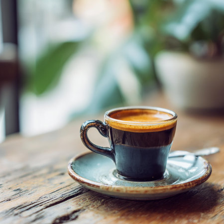 Coffee cup on wooden table in coffee shop - Vintage effect style pictures