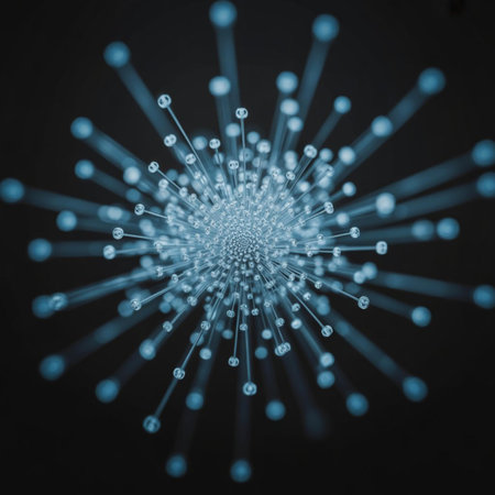 Abstract 3d rendering of blue network. Futuristic technology style.