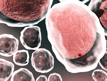 cholesterol, cell, fat cell, field of fat cells, High quality 3d render of fat cells, cholesterol in...
