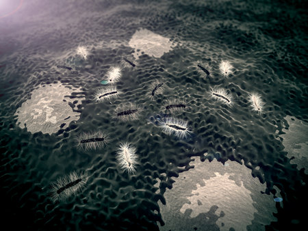 3d rendered group of bacteria, Helicobacter pylori
