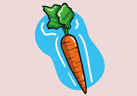 Hand drawn carrot with leaves. Cartoon carrot vector.のイラスト素材