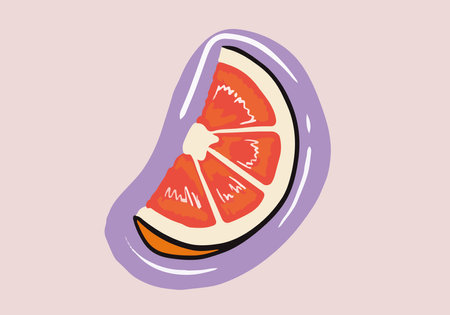 Hand drawn fresh grapefruit slices isolated background. Cartoon style grapefruit.のイラスト素材