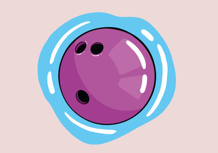 Hand drawn purple bowling ball on isolated background, vector illustrationのイラスト素材