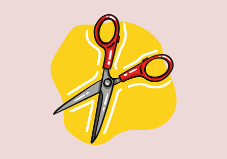 Hand drawn scissors. Vector design scissors isolated on background. cartoon style.のイラスト素材