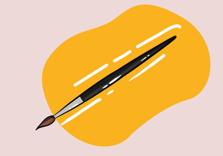 Hand drawn Paint brush isolated on background. Cartoon style Paintbrush flat icon.のイラスト素材