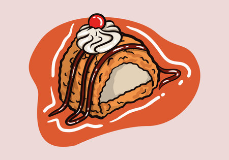 Hand drawn Deep Fried Ice Cream vector.のイラスト素材