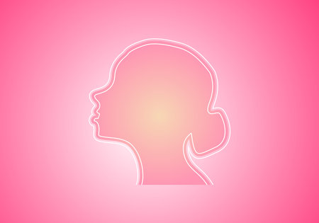 Silhouette of a girl's face with Vector gradient background. Vector woman silhouette.のイラスト素材