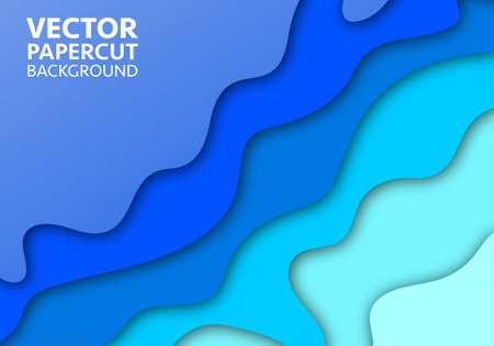 banners with 3D abstract paper cut background with soft color paper cut waves. Poster for business, Fashionable composition of color figures cut out of paper.のイラスト素材