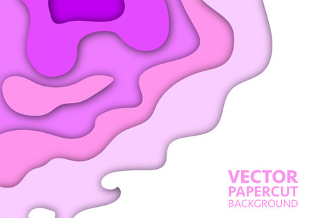 banners with 3D abstract paper cut background with soft color paper cut waves. Poster for business, Fashionable composition of color figures cut out of paper.のイラスト素材
