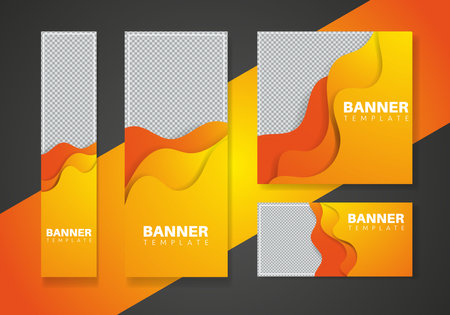 Modern banner design web template Set, web banner. Background for website design, Social Media Cover ads banner, flyer, invitation cardのイラスト素材