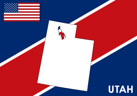 Utah - USA, United States of America Map vector template. white color map on flag background for design, infographic - Vector illustration eps 10のイラスト素材