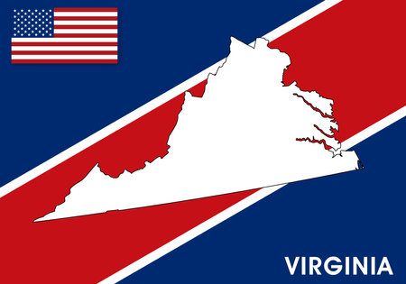 Virginia - USA, United States of America Map vector template. white color map on flag background for design, infographic - Vector illustration eps 10のイラスト素材